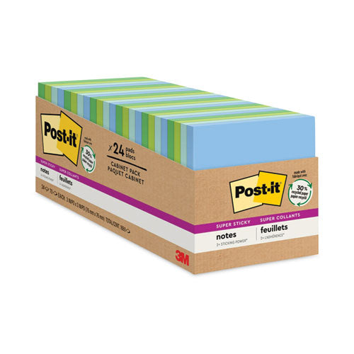 Recycled Notes In Oasis Collection Colors, Cabinet Pack, 3 X 3, 70 Sheets/pad, 24 Pads/pack
