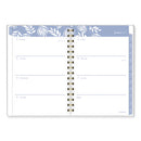 Elena Weekly/monthly Planner, Palm Leaves Artwork, 8.5 X 6.38, Blue/white Cover, 12-month (jan To Dec): 2024