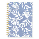 Elena Weekly/monthly Planner, Palm Leaves Artwork, 8.5 X 6.38, Blue/white Cover, 12-month (jan To Dec): 2024