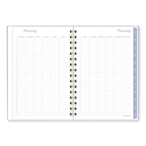 Elena Weekly/monthly Planner, Palm Leaves Artwork, 8.5 X 6.38, Blue/white Cover, 12-month (jan To Dec): 2024