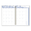 Elena Weekly/monthly Planner, Palm Leaves Artwork, 8.5 X 6.38, Blue/white Cover, 12-month (jan To Dec): 2024