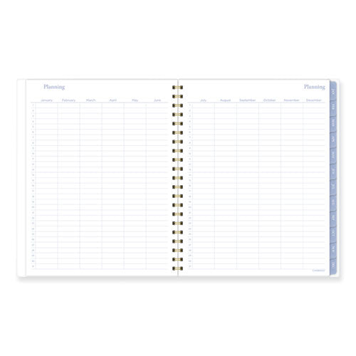 Elena Weekly/monthly Planner, Palm Leaves Artwork, 11 X 9.25, Blue/white Cover, 12-month (jan To Dec): 2024