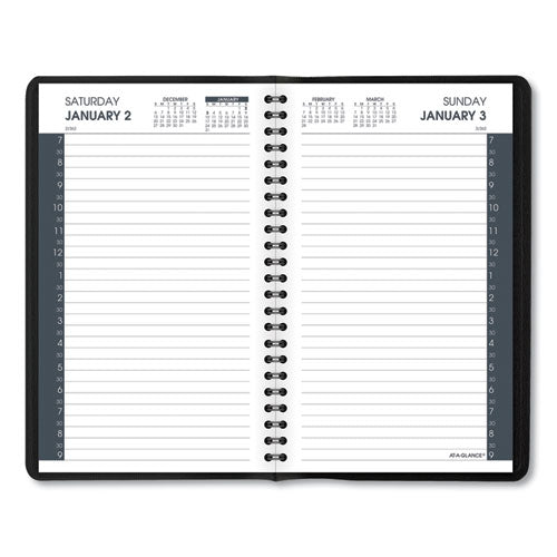 Daily Appointment Book With 30-minute Appointments, 8 X 5, Black Cover, 12-month (jan To Dec): 2024