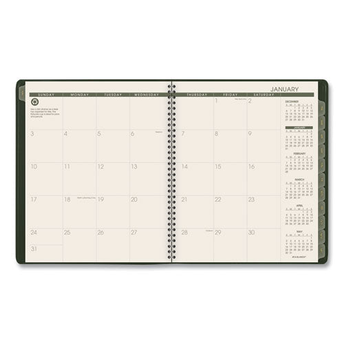 Recycled Monthly Planner, 11 X 9, Green Cover, 13-month (jan To Jan): 2024 To 2025