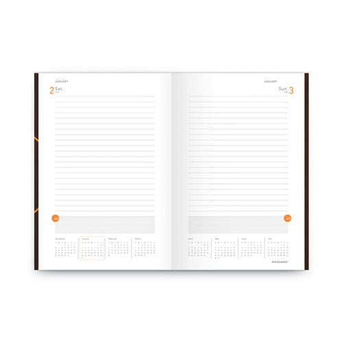 One-day-per-page Planning Notebook, 9 X 6, Dark Brown/orange Cover, 12-month (jan To Dec): 2024