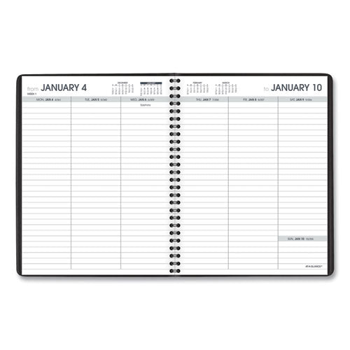 Weekly Planner Ruled For Open Scheduling, 8.75 X 6.75, Black Cover, 12-month (jan To Dec): 2024