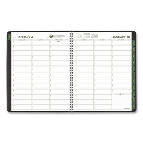 Recycled Weekly Vertical-column Format Appointment Book, 11 X 8.25, Black Cover, 12-month (jan To Dec): 2024