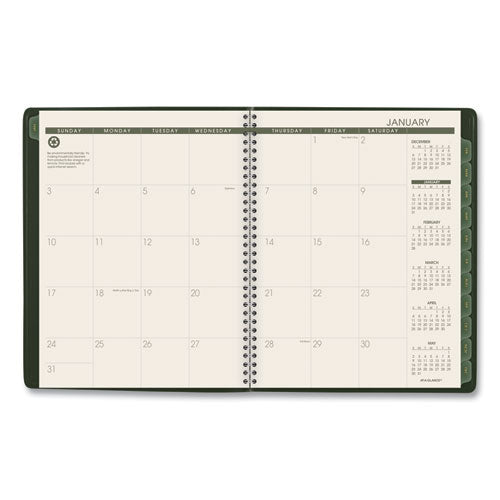 Recycled Weekly Vertical-column Format Appointment Book, 11 X 8.25, Green Cover, 12-month (jan To Dec): 2024