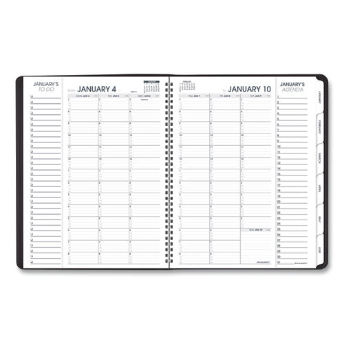 Triple View Weekly Vertical-column Format Appointment Book, 11 X 8.25, Black Cover, 12-month (jan To Dec): 2024