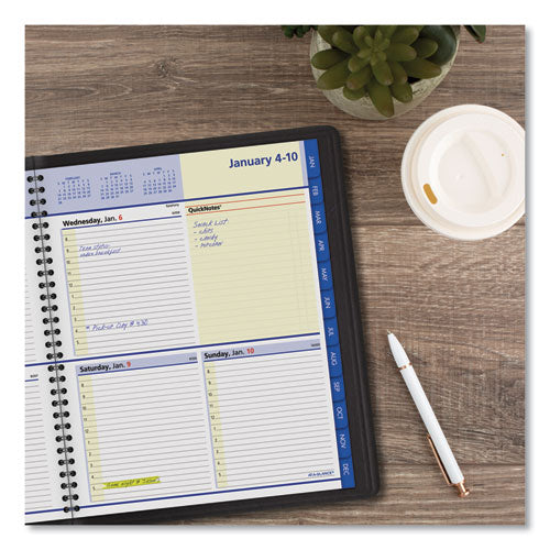 Quicknotes Weekly Block Format Appointment Book, 10 X 8, Black Cover, 12-month (jan To Dec): 2024