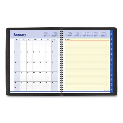 Quicknotes Weekly Block Format Appointment Book, 10 X 8, Black Cover, 12-month (jan To Dec): 2024