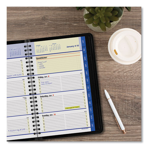 Quicknotes Weekly Block Format Appointment Book, 8.5 X 5.5, Black Cover, 12-month (jan To Dec): 2024