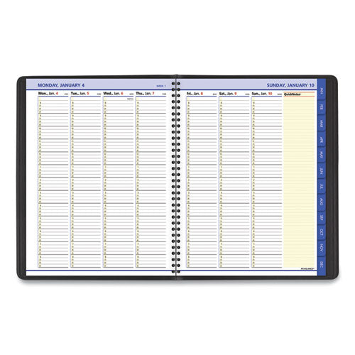 Quicknotes Weekly Vertical-column Format Appointment Book, 11 X 8.25, Black Cover, 12-month (jan To Dec): 2024