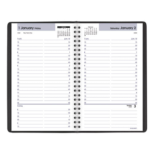 Dayminder Daily Appointment Book, 8.5 X 5.5, Black Cover, 12-month (jan To Dec): 2024