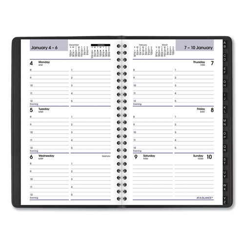 Dayminder Block Format Weekly Appointment Book, Tabbed Telephone/add Section, 8.5 X 5.5, Black, 12-month (jan To Dec): 2024