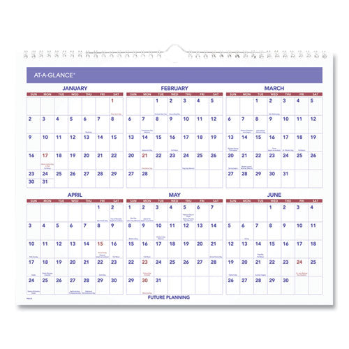 Monthly Wall Calendar, 15 X 12, White/red/blue Sheets, 12-month (jan To Dec): 2024