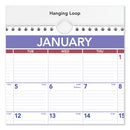 Monthly Wall Calendar, 15 X 12, White/red/blue Sheets, 12-month (jan To Dec): 2024