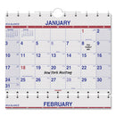 Move-a-page Three-month Wall Calendar, 12 X 27, White/red/blue Sheets, 15-month (dec To Feb): 2023 To 2025