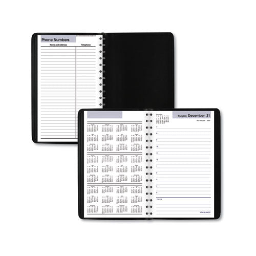 Dayminder Daily Appointment Book, 8 X 5, Black Cover, 12-month (jan To Dec): 2024