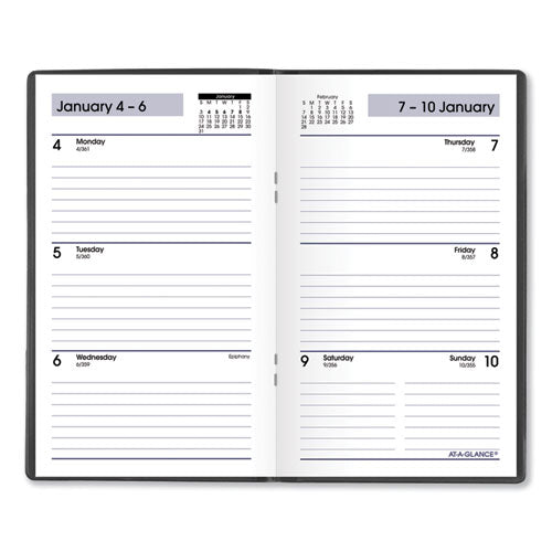 Dayminder Weekly Pocket Planner, 6 X 3.5, Black Cover, 12-month (jan To Dec): 2024