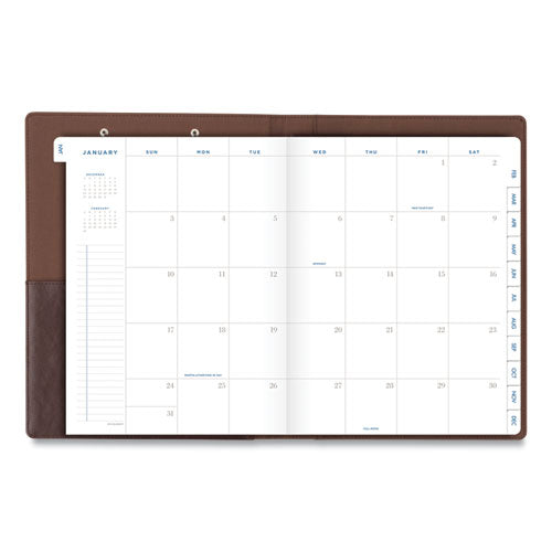 Signature Collection Monthly Clipfolio, 11 X 8, Distressed Brown Cover, 13-month (jan To Jan): 2023 To 2024