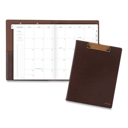 Signature Collection Monthly Clipfolio, 11 X 8, Distressed Brown Cover, 13-month (jan To Jan): 2023 To 2024