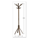 Cafe Wood Coat Stand, Ten Peg/five Hook, 21.67w X 21.67d X 69.33h, Espresso Brown