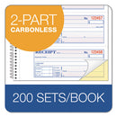 Tops Money/rent Receipt Book, Two-part Carbon, 7 X 2.75, 4 Forms/sheet, 200 Forms Total