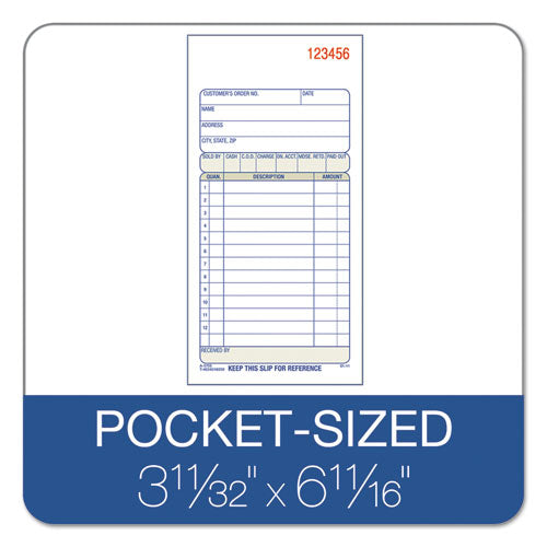 3-part Sales Book, Three-part Carbonless, 3.25 X 7.13, 50 Forms Total