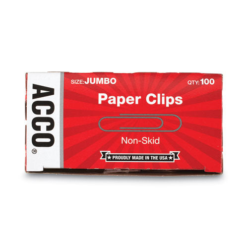 Paper Clips, Jumbo, Nonskid, Silver, 100 Clips/box, 10 Boxes/pack