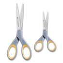 Titanium Bonded Scissors, 5" And 7" Long, 2.25" And 3.5" Cut Lengths, Gray/yellow Straight Handles, 2/pack