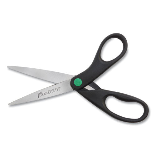 Kleenearth Scissors, 8" Long, 3.25" Cut Length, Black Straight Handles, 2/pack