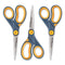 Non-stick Titanium Bonded Scissors, 8" Long, 3.25" Cut Length, Gray/yellow Straight Handles, 3/pack