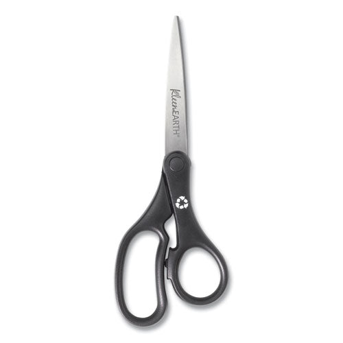 Kleenearth Basic Plastic Handle Scissors, 8" Long, 3.25" Cut Length, Black Straight Handle