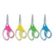 Soft Handle Kids Scissors, Pointed Tip, 5" Long, 1.75" Cut Length, Assorted Straight Handles, 12/pack