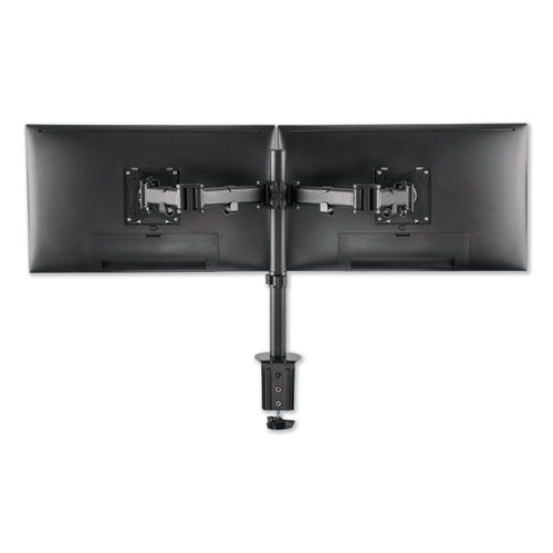 Adaptivergo Pole-mounted Dual Monitor Arm For 30" Monitors, 360 Deg Rotation, 30 Deg Tilt, 360 Deg Pan, Black, Supports 22 Lb