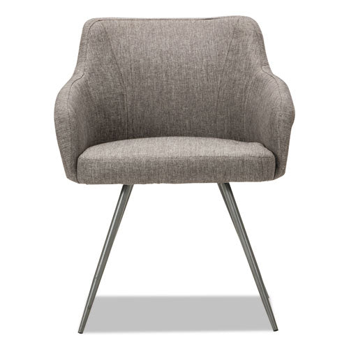 Alera Captain Series Guest Chair, 23.8" X 24.6" X 30.1", Gray Tweed Seat, Gray Tweed Back, Chrome Base