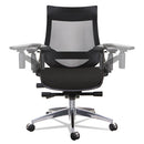 Alera Eb-w Series Pivot Arm Multifunction Mesh Chair, Supports 275 Lb, 18.62" To 22.32" Seat, Black Seat/back, Aluminum Base