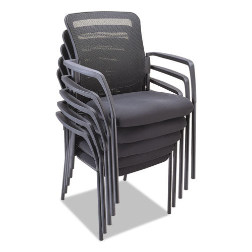 Alera Mesh Guest Stacking Chair, 26" X 25.6" X 36.2", Black Seat, Black Back, Black Base