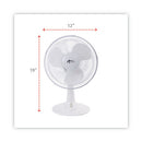 12" 3-speed Oscillating Desk Fan, Plastic, White