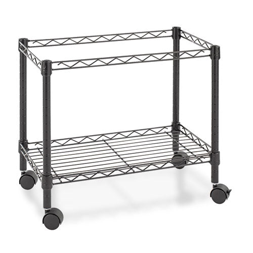 One-tier File Cart For Side-to-side Filing, Metal, 1 Shelf, 1 Bin, 24" X 14" X 21", Black