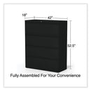 Lateral File, 4 Legal/letter-size File Drawers, Black, 42" X 18.63" X 52.5"