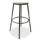 Industrial Metal Shop Stool, Backless, Supports Up To 300 Lb, 30" Seat Height, Brown Seat, Gray Base