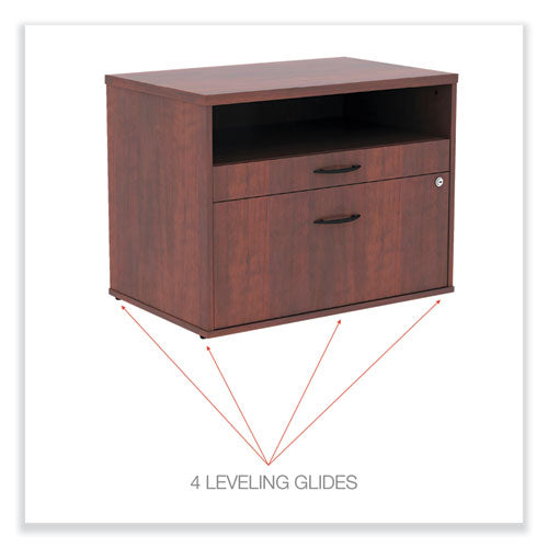 Alera Open Office Desk Series Low File Cabinet Credenza, 2-drawer: Pencil/file, Legal/letter, 1 Shelf,cherry,29.5x19.13x22.88