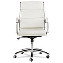 Alera Neratoli Mid-back Slim Profile Chair, Faux Leather, Up To 275 Lb, 18.3" To 21.85" Seat Height, White Seat/back, Chrome