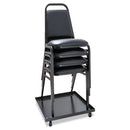 Padded Steel Stacking Chair, Supports Up To 250 Lb, 18.5" Seat Height, Black Seat, Black Back, Black Base, 4/carton