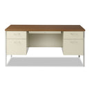 Double Pedestal Steel Desk, 60" X 30" X 29.5", Cherry/putty