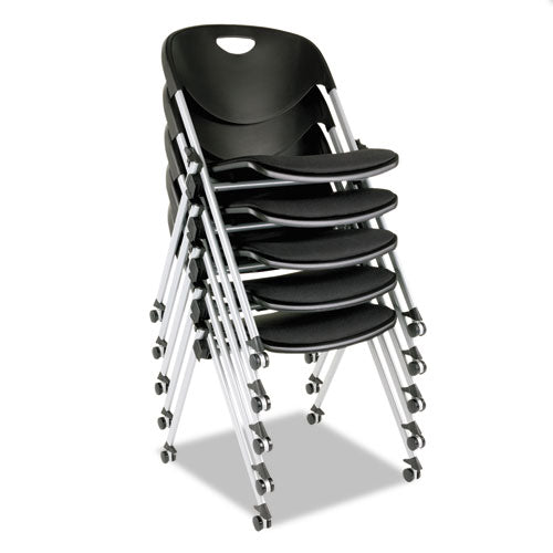 Alera Sl Series Nesting Stack Chair Without Arms, Supports 250 Lb, 19.5" Seat Height, Black Seat/back, Gray Base, 2/carton