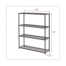 All-purpose Wire Shelving Starter Kit, Four-shelf, 60w X 18d X 72h, Black Anthracite Plus