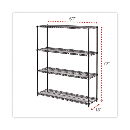 All-purpose Wire Shelving Starter Kit, Four-shelf, 60w X 18d X 72h, Black Anthracite Plus